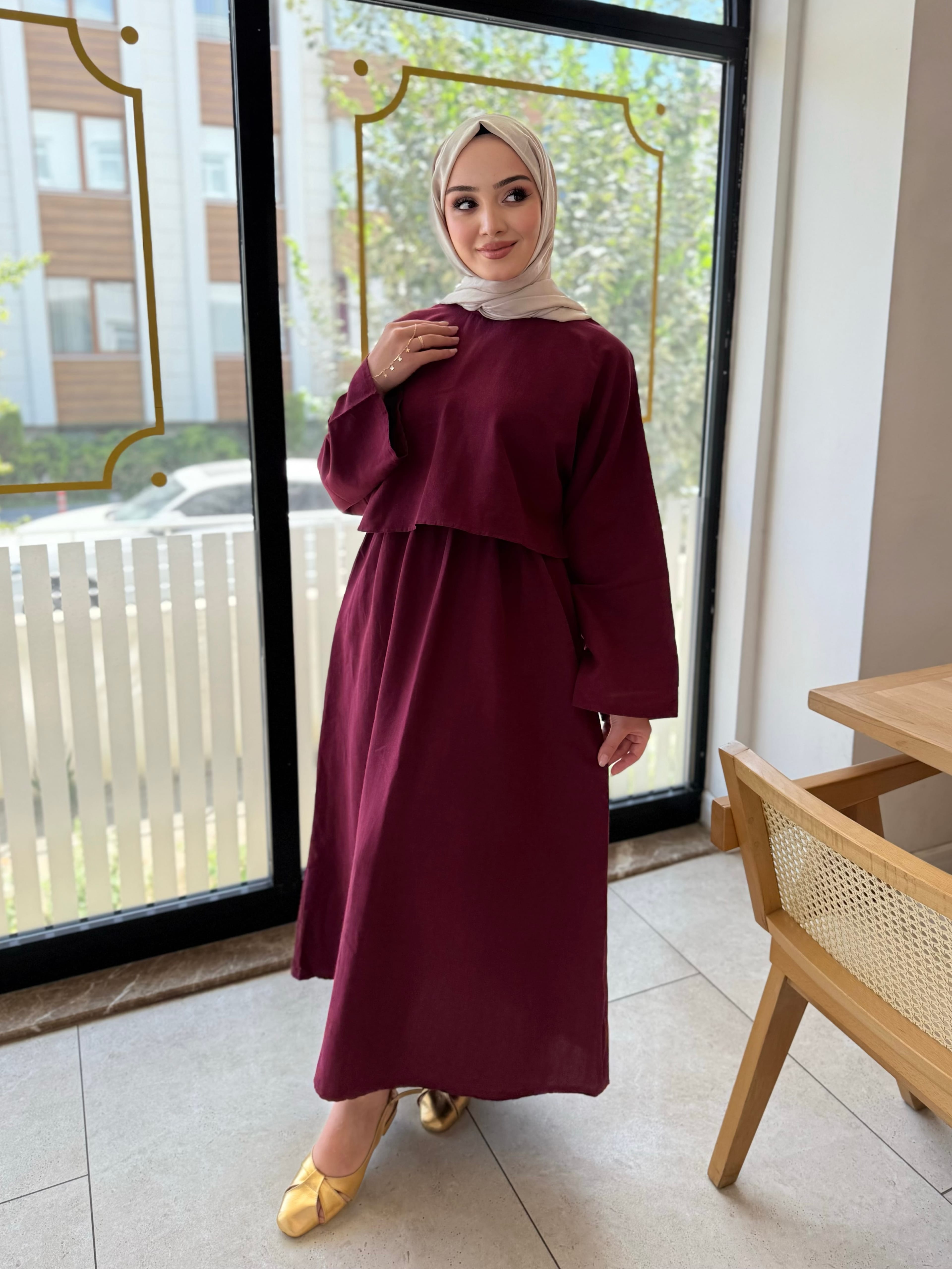 Bordo Liris Keten Takım 