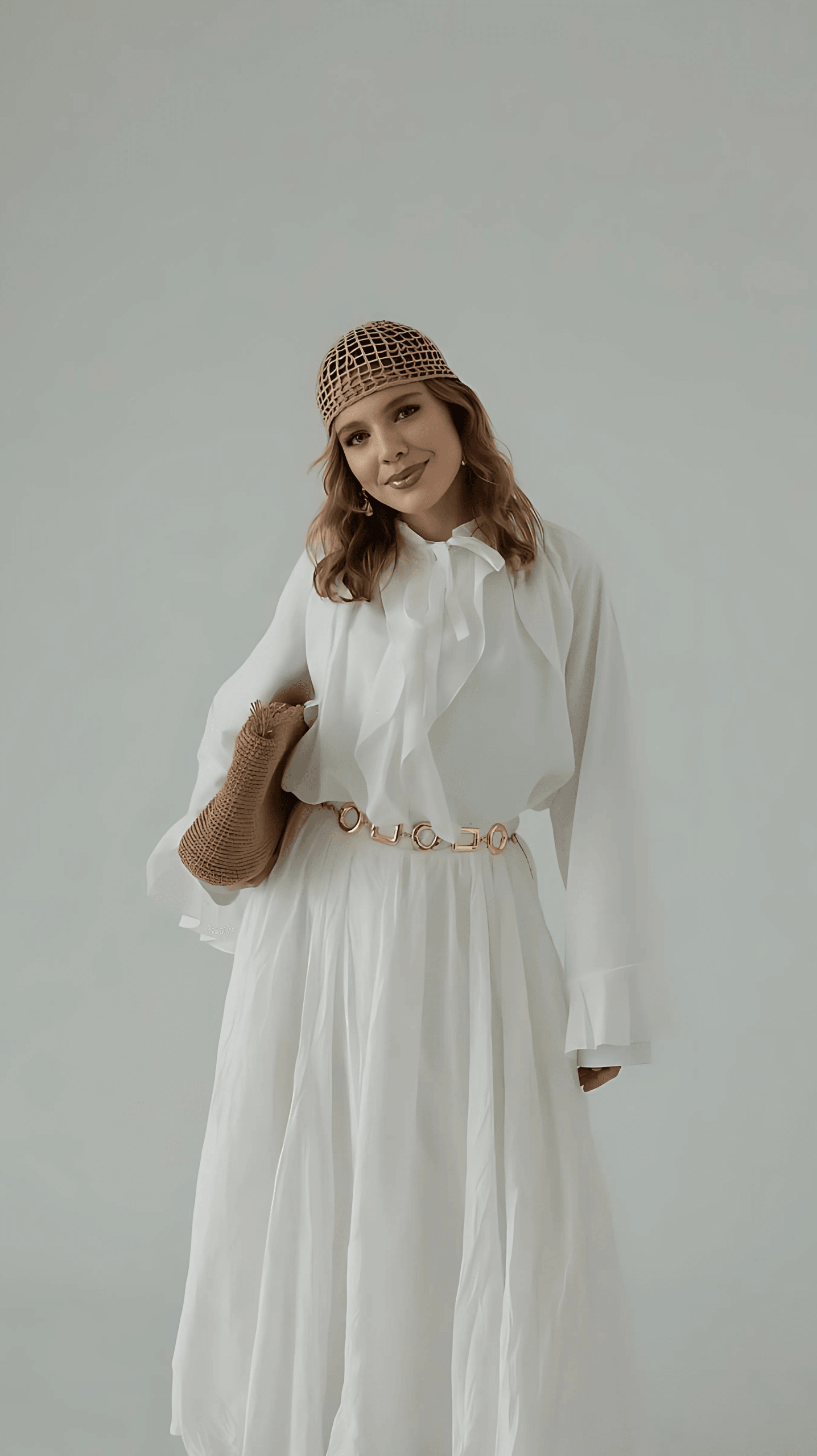 Elandra Beyaz Etek