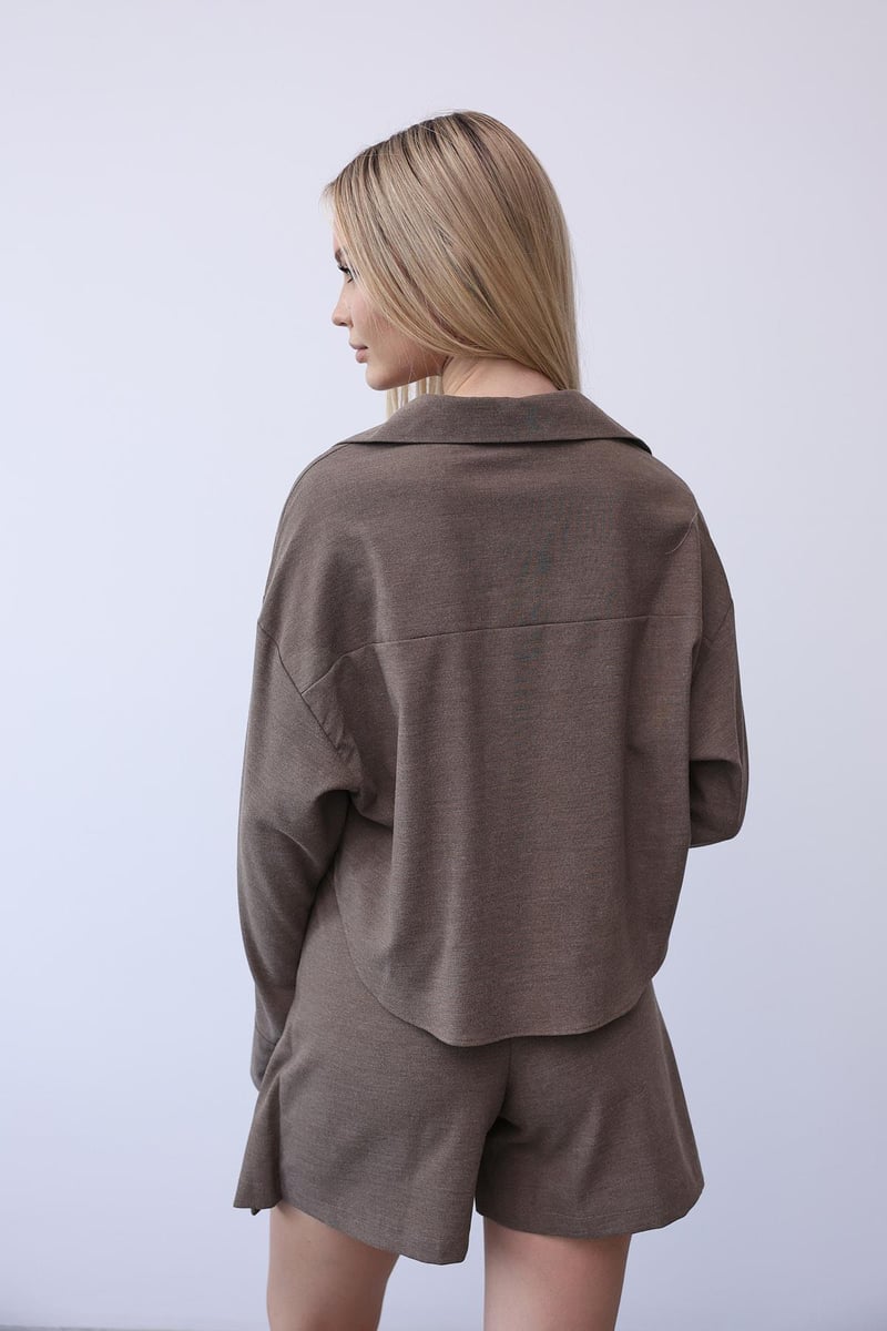 Kahve Gömlek Şort Etek Takım