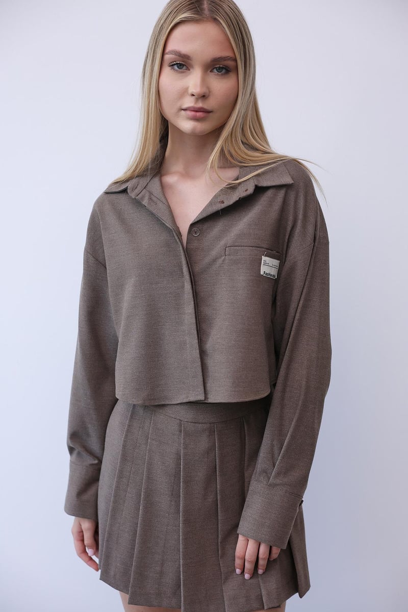 Kahve Gömlek Şort Etek Takım