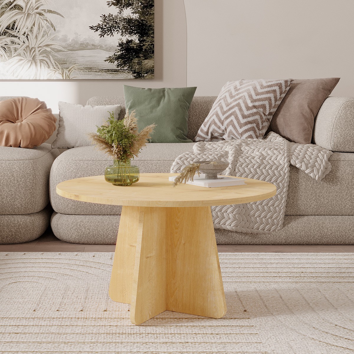 NORD Orta Sehpa 72 cm, İskandinav Orta Sehpa, Bohem, Yuvarlak