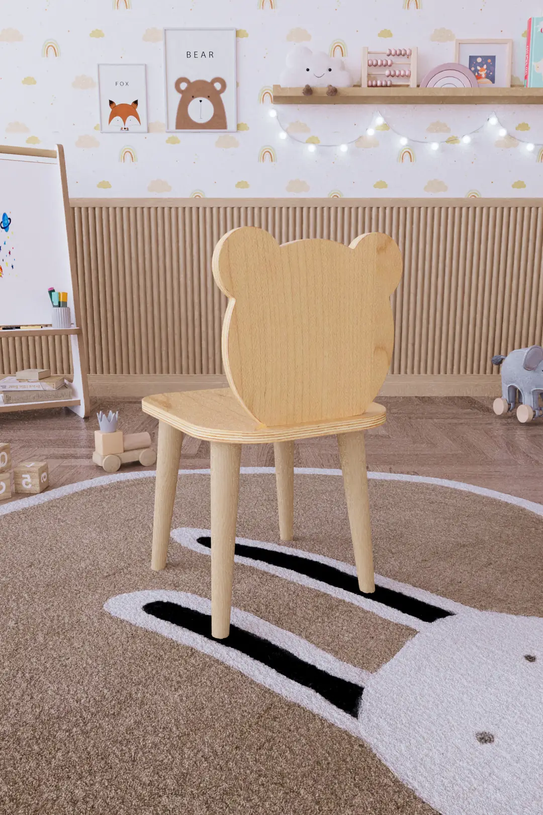 Ahşap Çocuk Sandalyesi 1,5-6 Yaş Panda Model - İki Sandalye — görsel 4