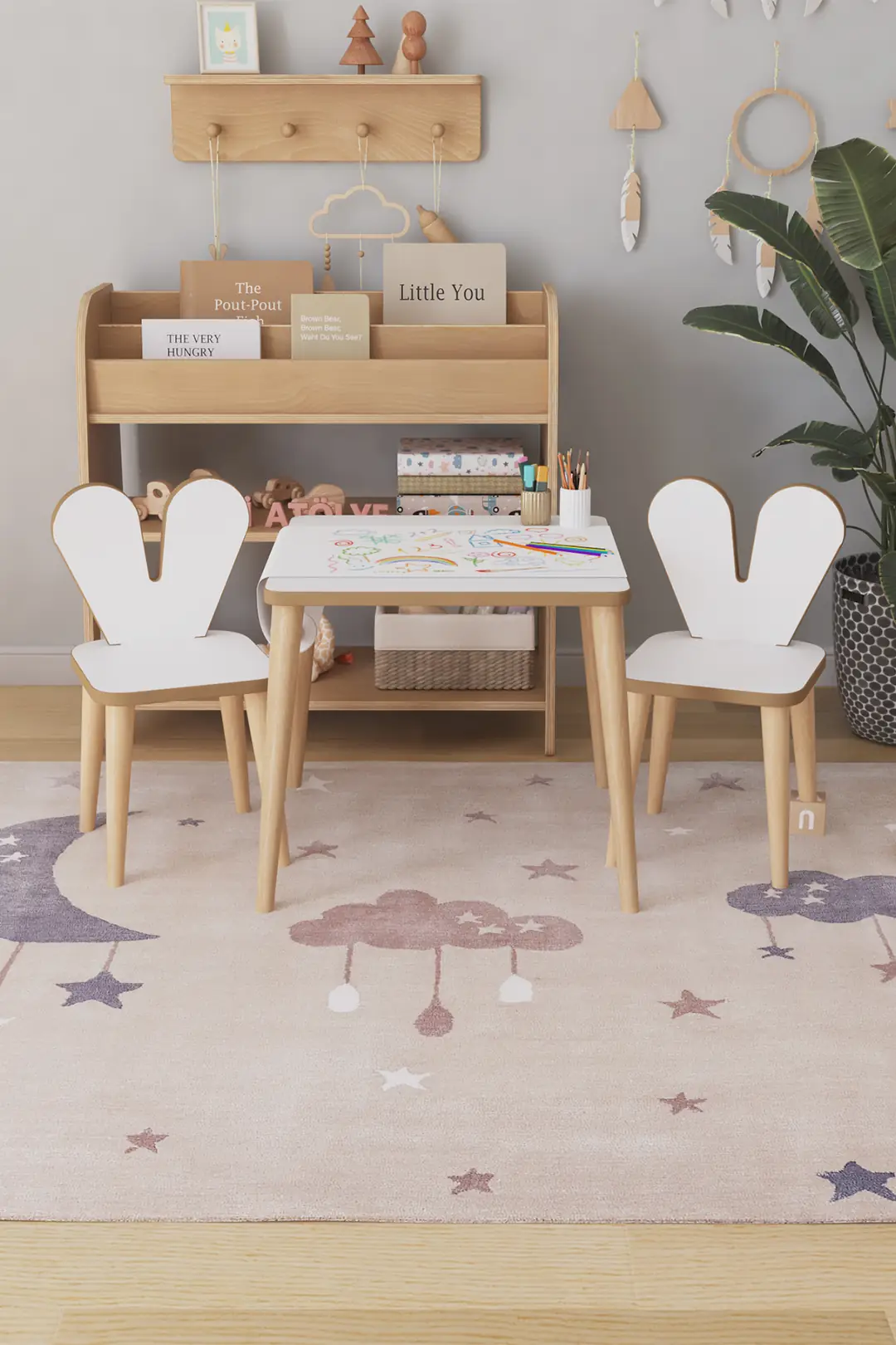Resim Kağıdı Rulolu Çocuk Aktivite Masası 45x45 cm - Kağıt Rulo + 2 Sandalye — görsel 4
