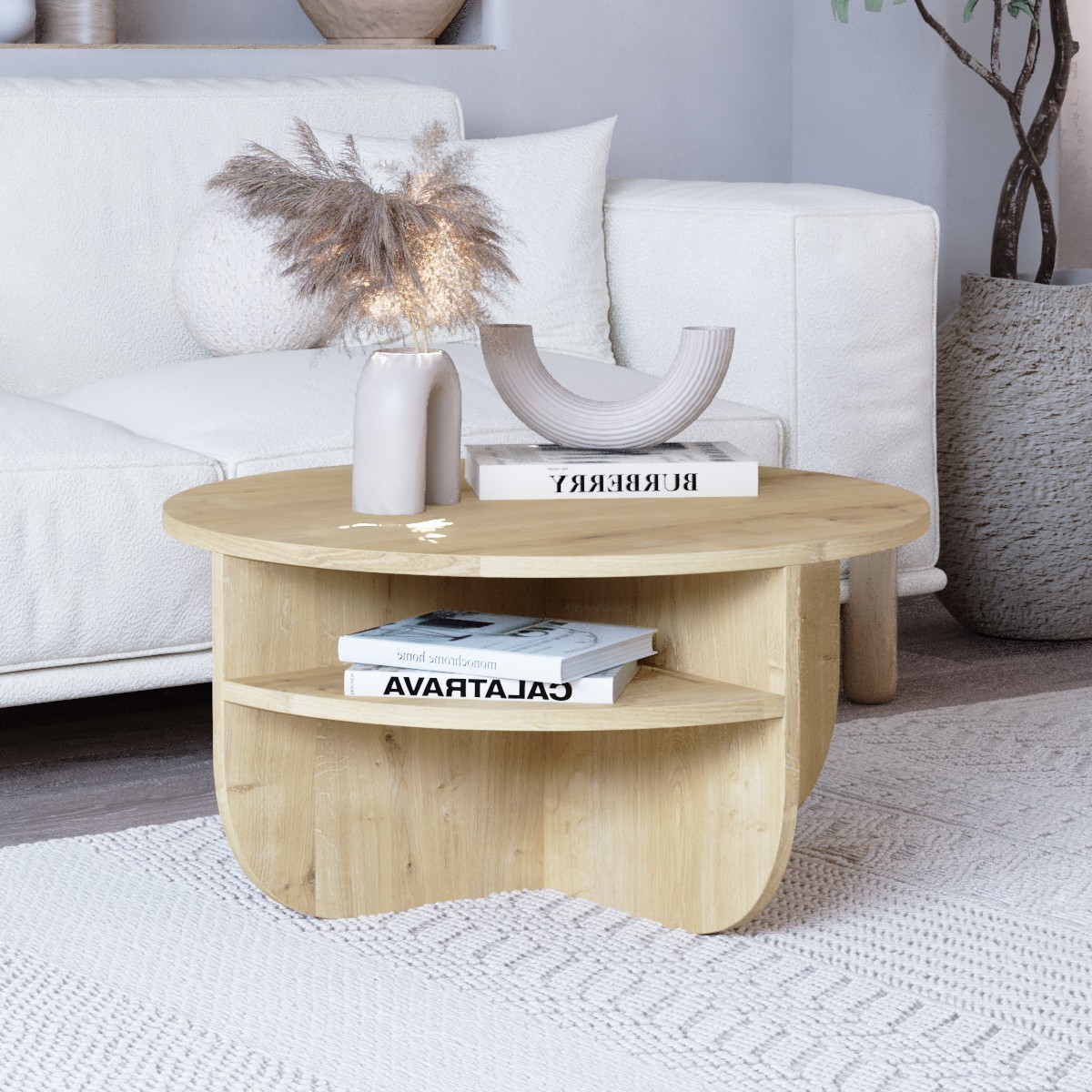 Rubo Orta Sehpa Raflı İskandinav Orta Sehpa 72 cm, Bohem