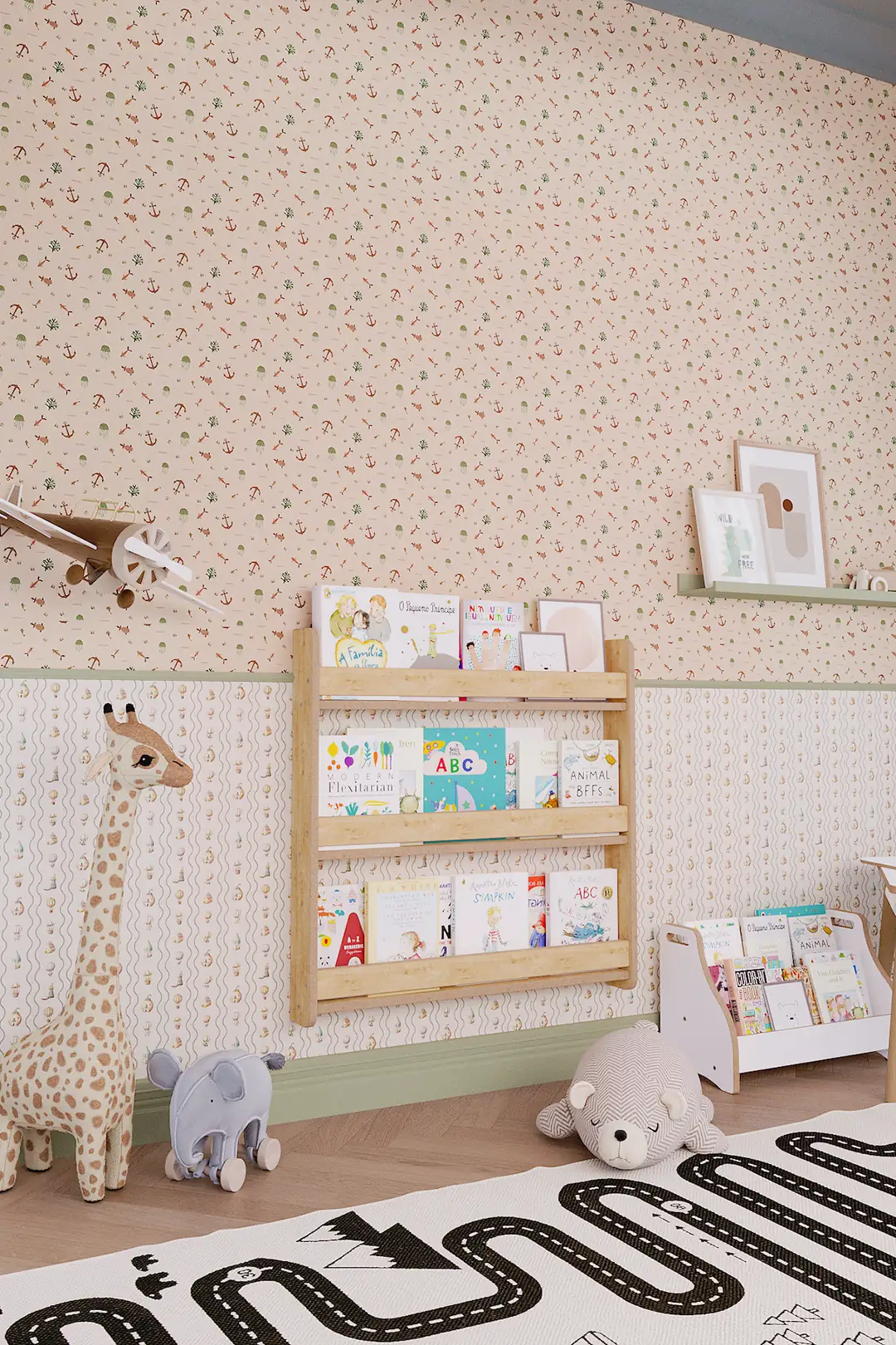 Montessori Dikey Kitaplık 3 Katlı 80x80 cm - Safir Meşe — görsel 5