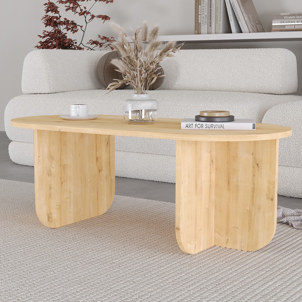 ELO Oval Orta Sehpa, Iskandinav Stil, Bohem, 110x50 cm