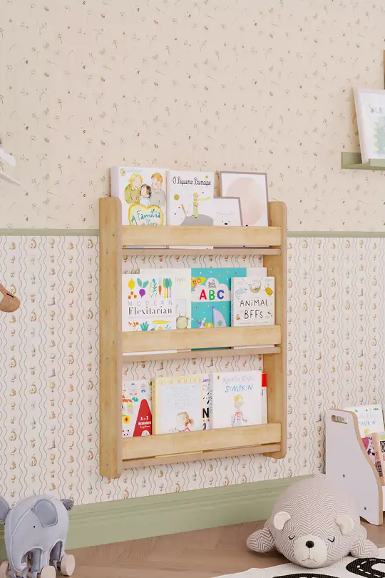Montessori Dikey Kitaplık 3 Katlı 60x80 cm - Safir Meşe