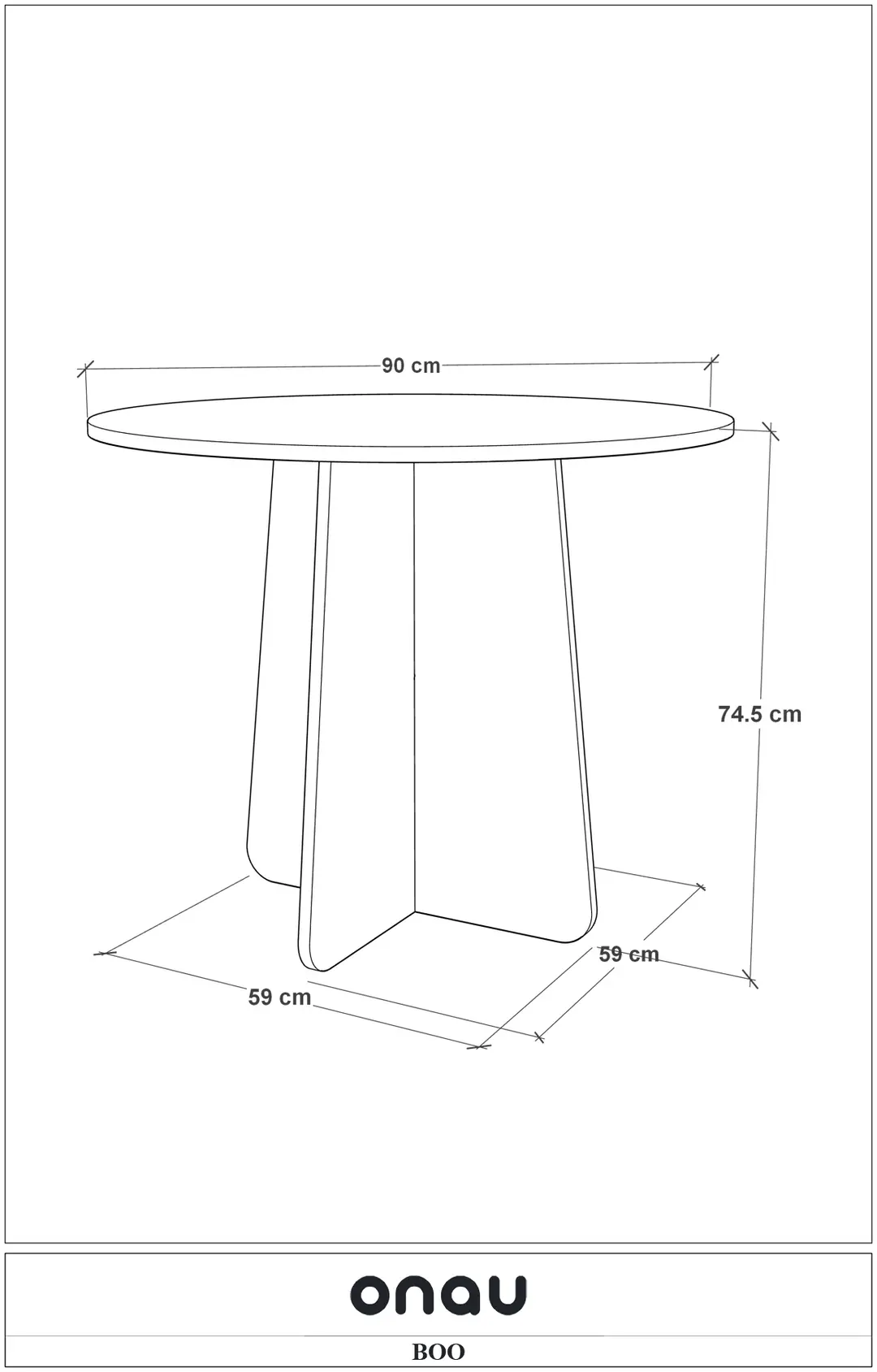 Boo Mutfak Masası 90 Cm - Safir Meşe — görsel 2