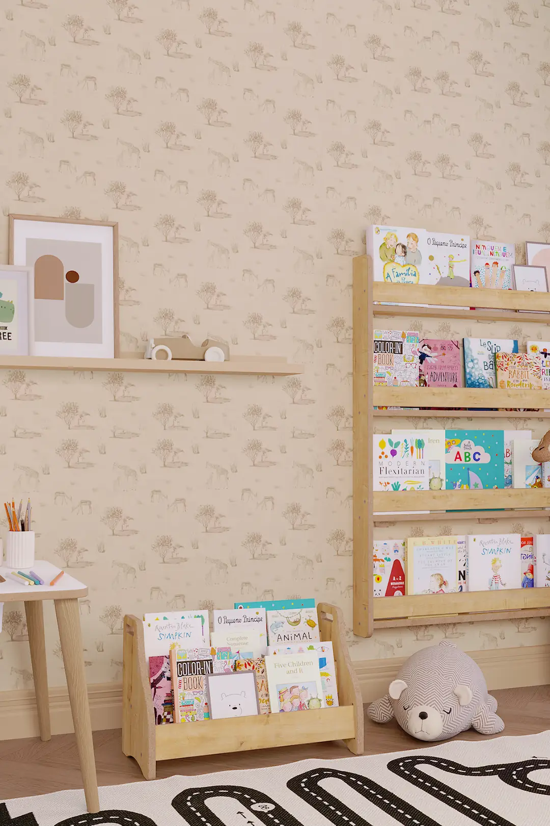 Montessori Zemin Kitaplık 2 Raflı - Safir Meşe — görsel 7