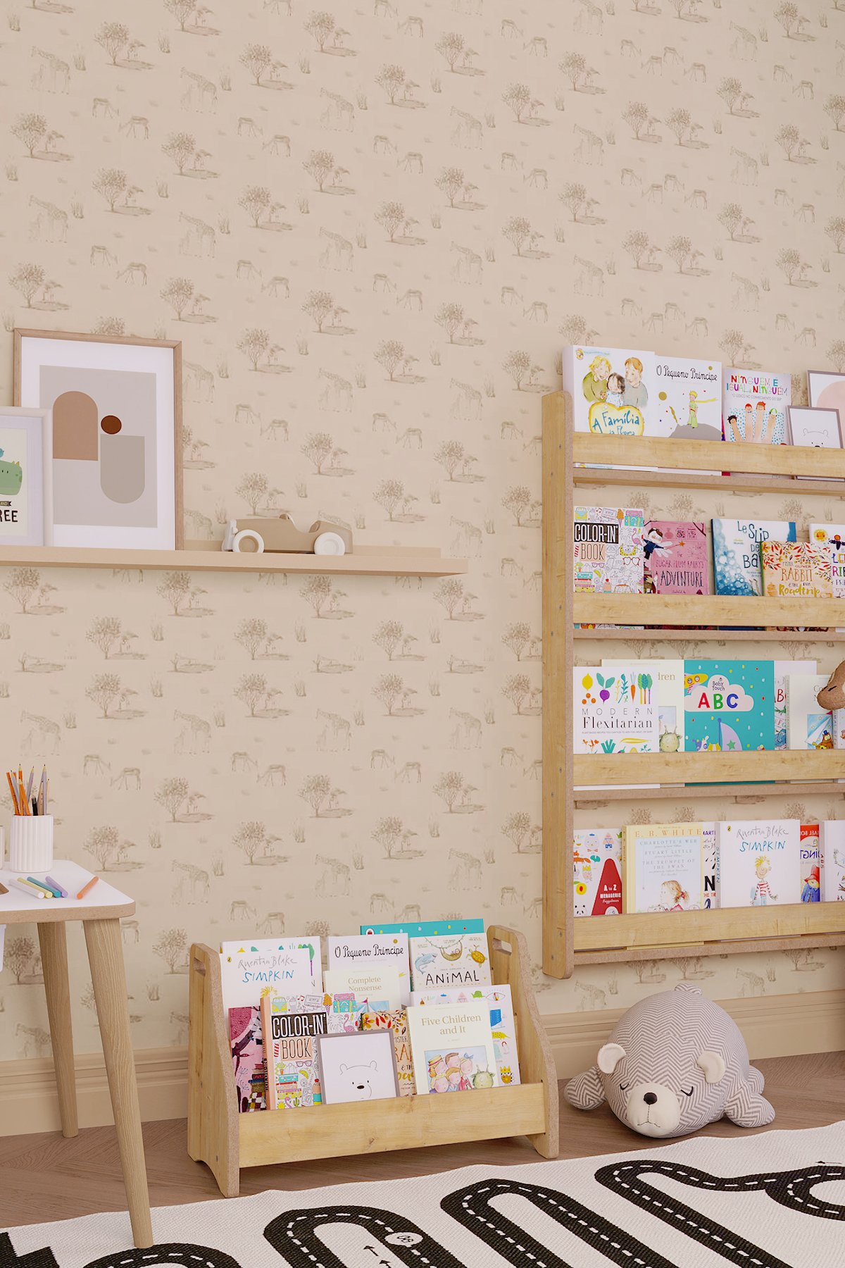 Montessori Zemin Kitaplık 2 Raflı