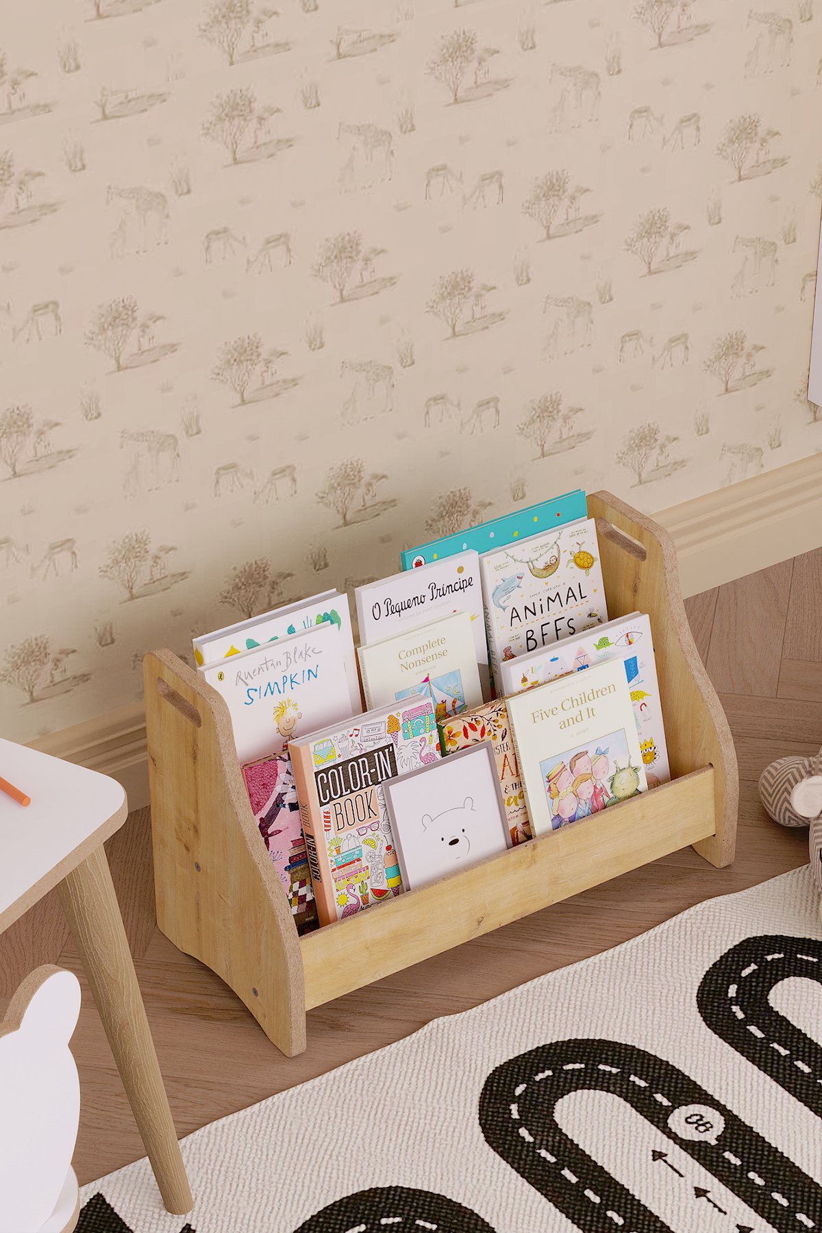Montessori Zemin Kitaplık 2 Raflı - Safir Meşe