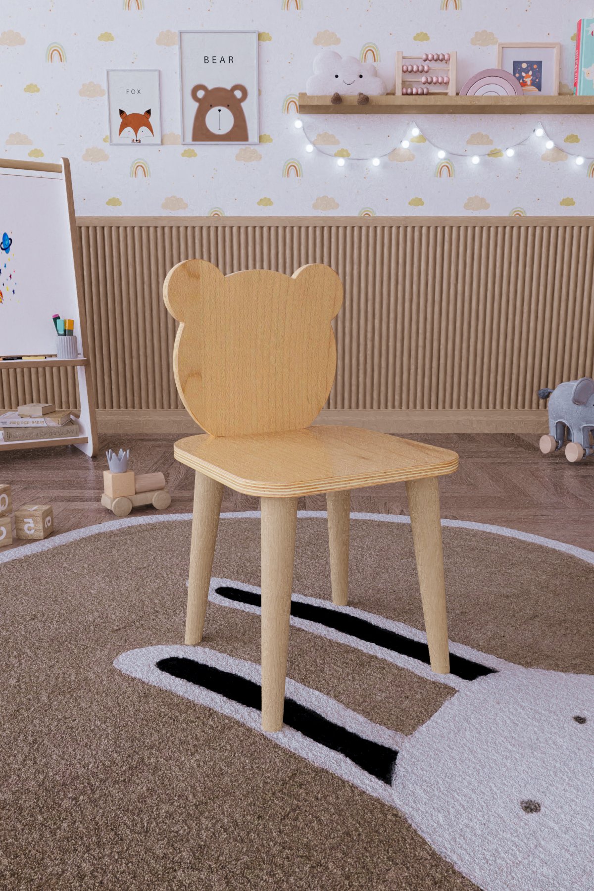 Ahşap Çocuk Sandalyesi 1,5-6 Yaş Panda Model - Tek Sandalye