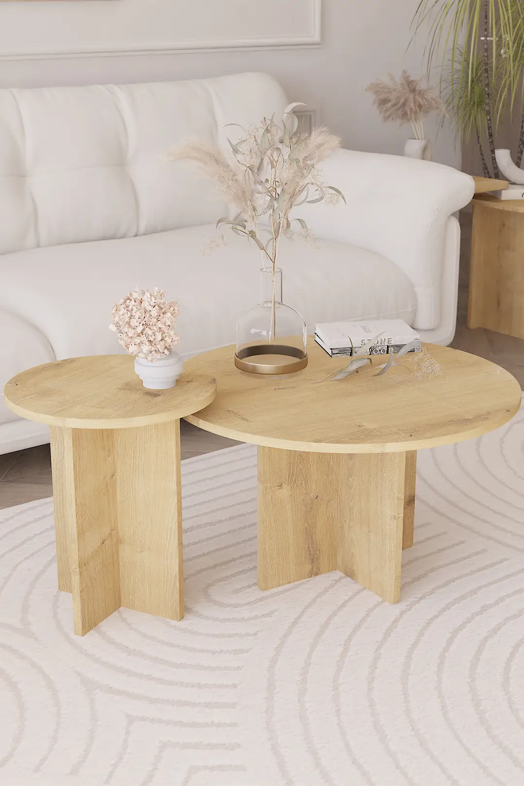 2 li Orta Sehpa Seti, İskandinav Stil, Bohem, 72 cm, 40 cm — görsel 4