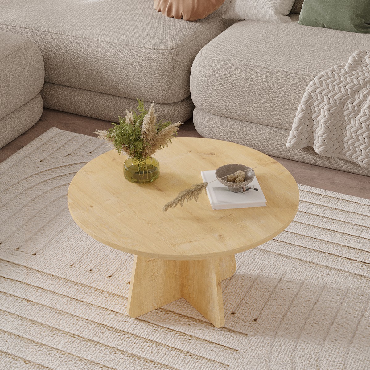 NORD Orta Sehpa 72 cm, İskandinav Orta Sehpa, Bohem, Yuvarlak