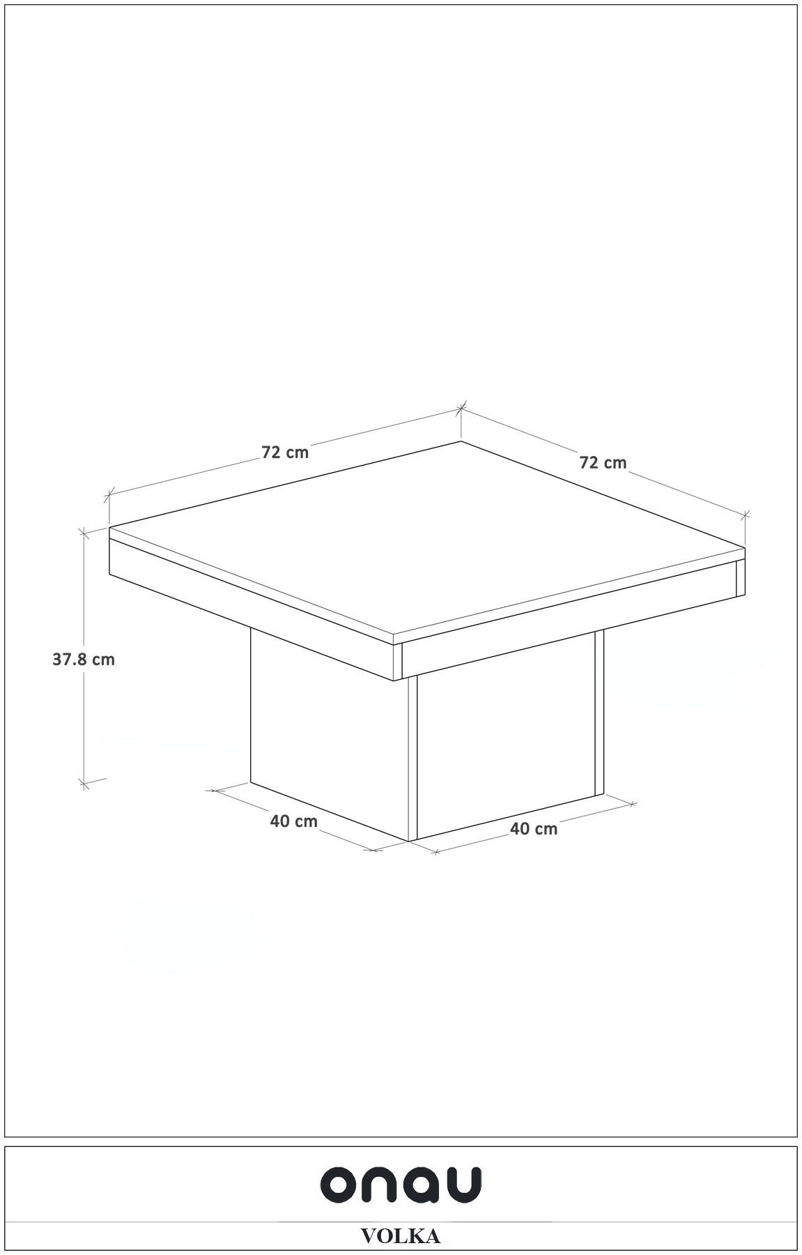VOLKA Orta Sehpa 72x72 cm İskandinav Stili - Traverten & Safir Meşe