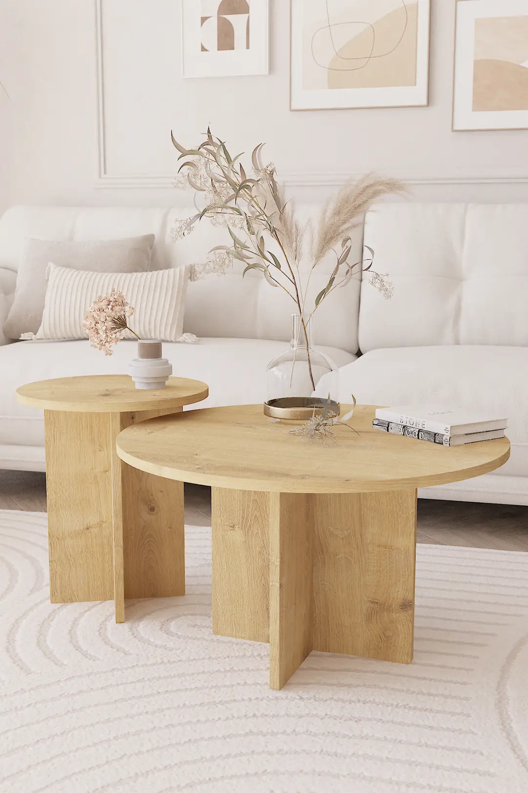 2 li Orta Sehpa Seti, İskandinav Stil, Bohem, 72 cm, 40 cm — görsel 2