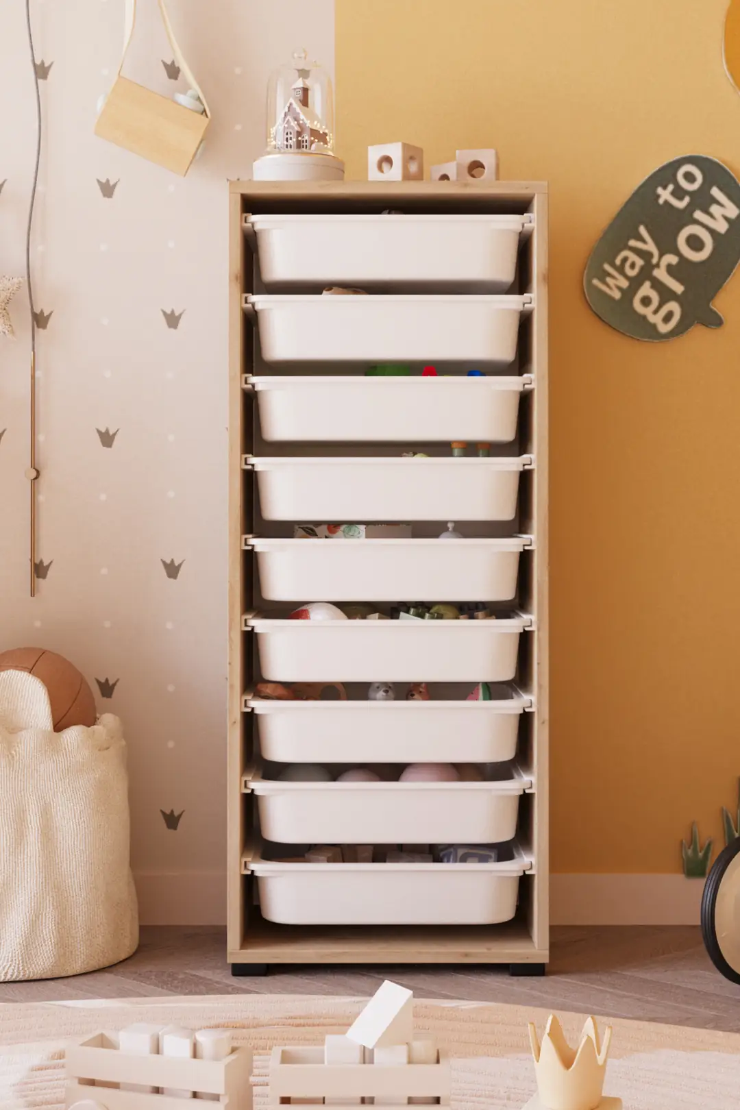 9 Sepetli Çok Amaçlı Oyuncak Dolabı - Safir Meşe — görsel 4