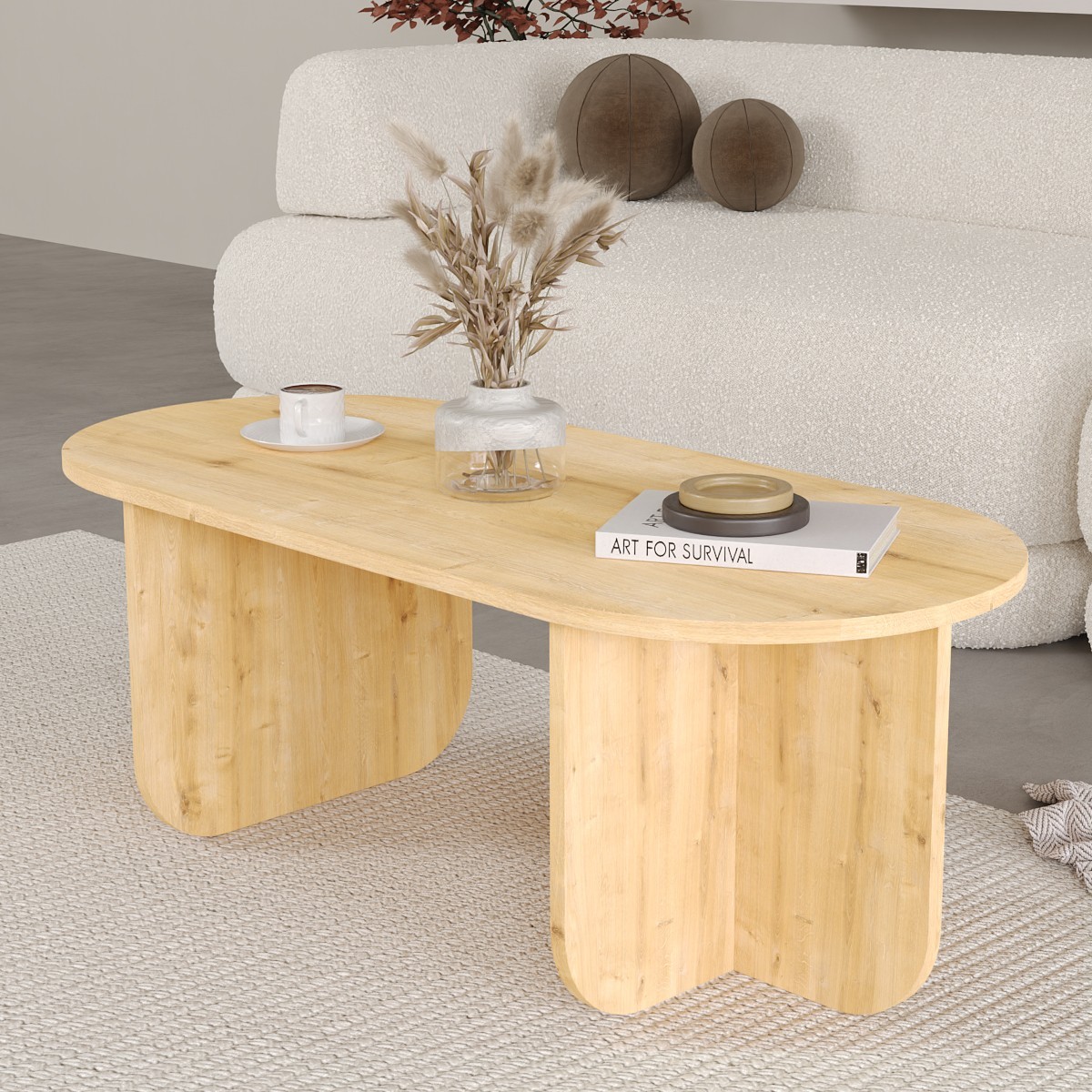 ELO Oval Orta Sehpa, Iskandinav Stil, Bohem, 110x50 cm