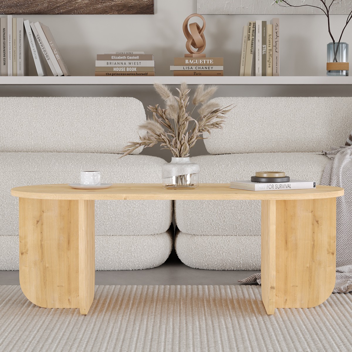 ELO Oval Orta Sehpa, Iskandinav Stil, Bohem, 110x50 cm