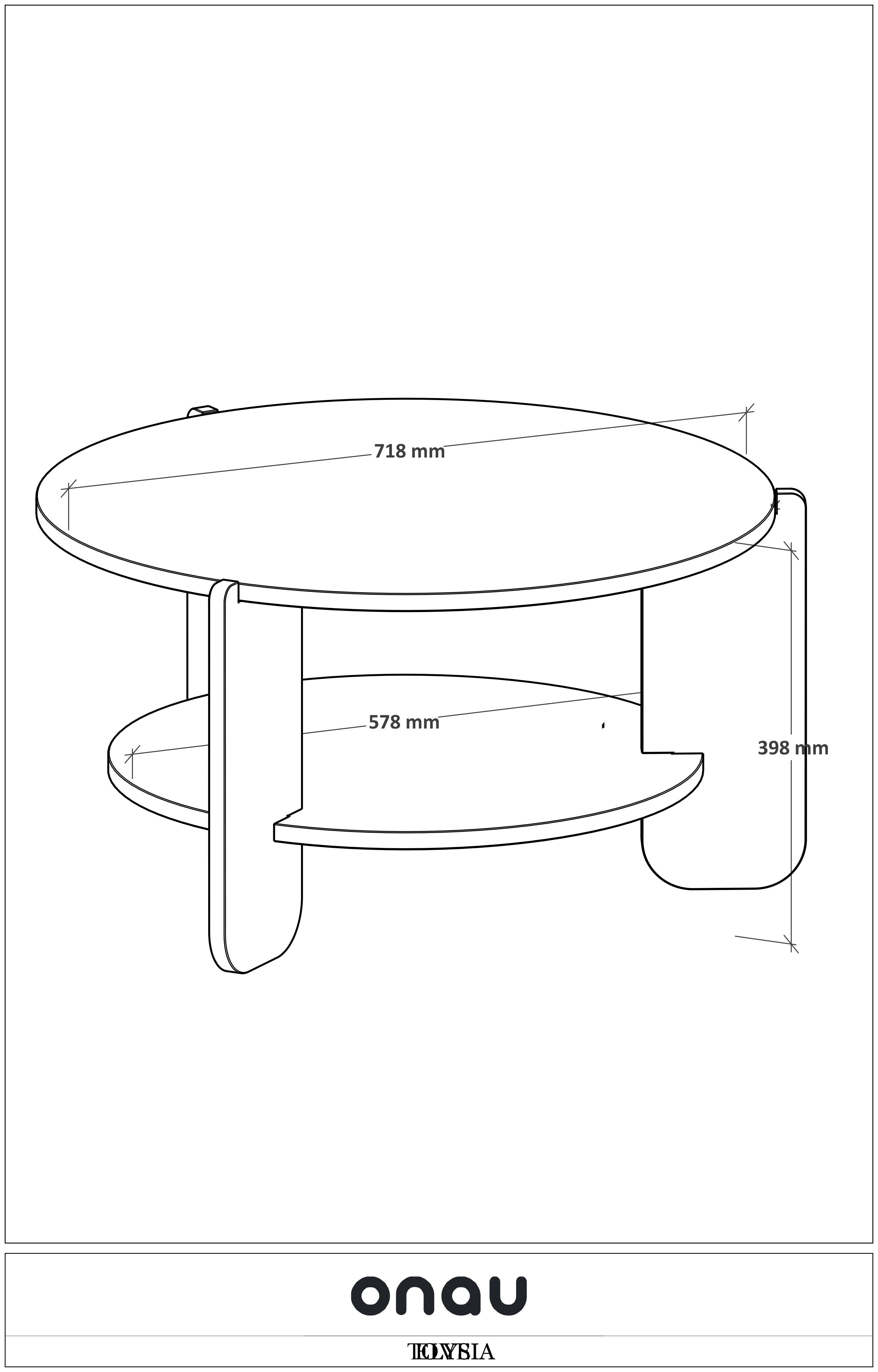 TOVE İskandinav Orta Sehpa 72 cm, Raflı Bohem Orta Sehpa - Safir Meşe & Traverten