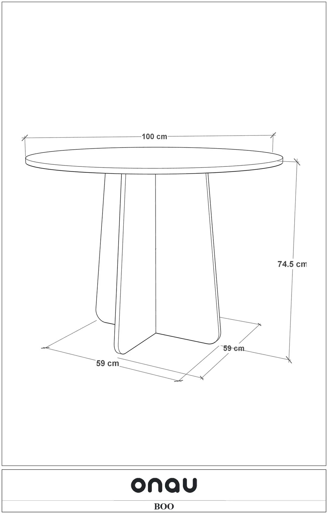 Boo Mutfak Masası 100 Cm - Safir Meşe — görsel 2