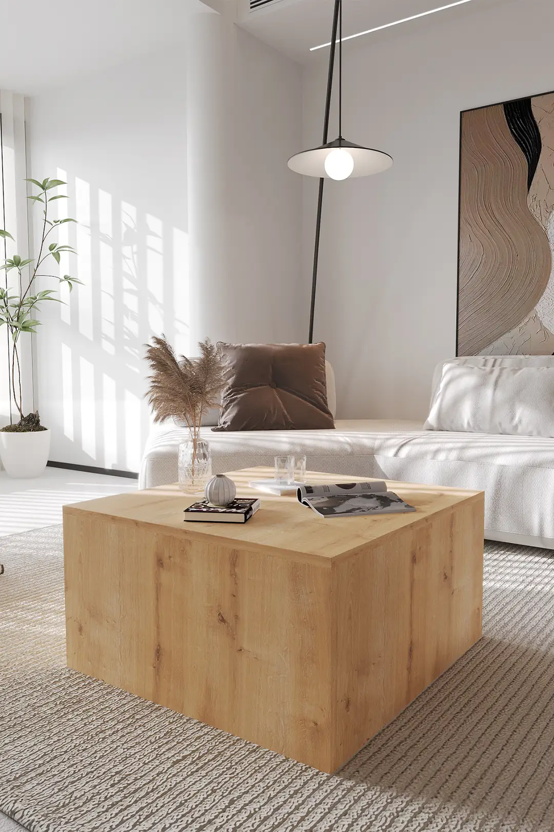BLOK Orta Sehpa 72x72 cm İskandinav Stili - Safir Meşe — görsel 4