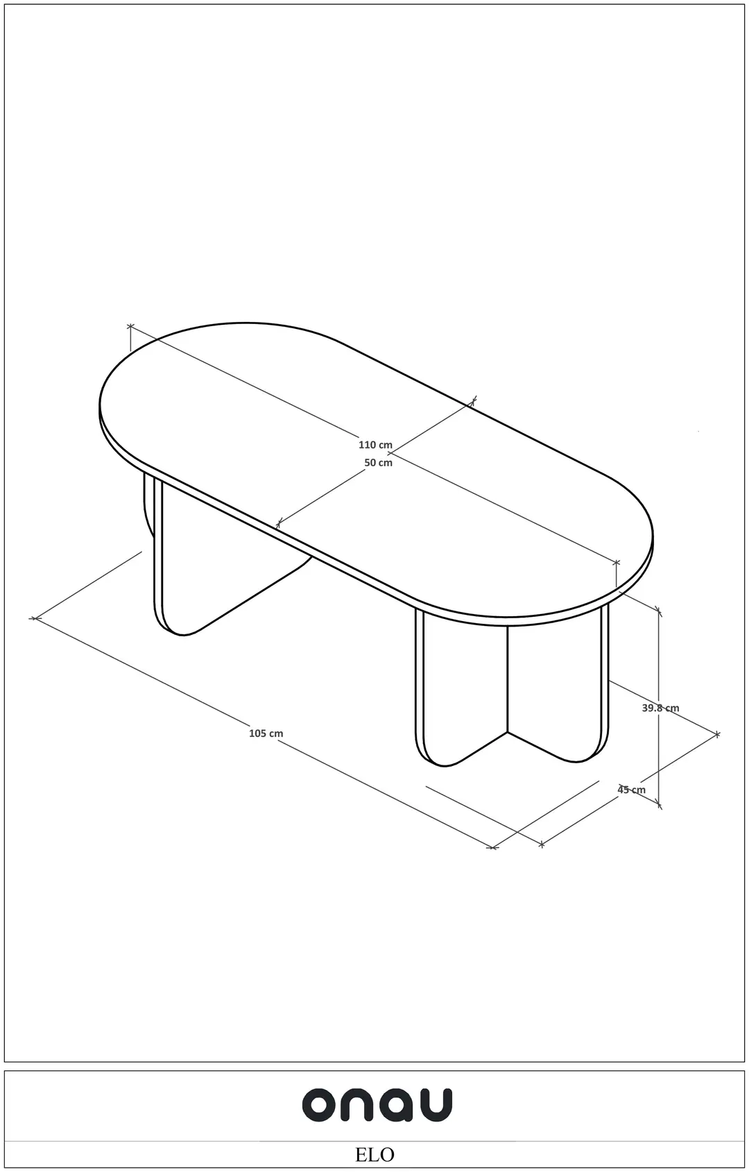 ELO Oval Orta Sehpa, Iskandinav Stil, Bohem, 110x50 cm — görsel 2