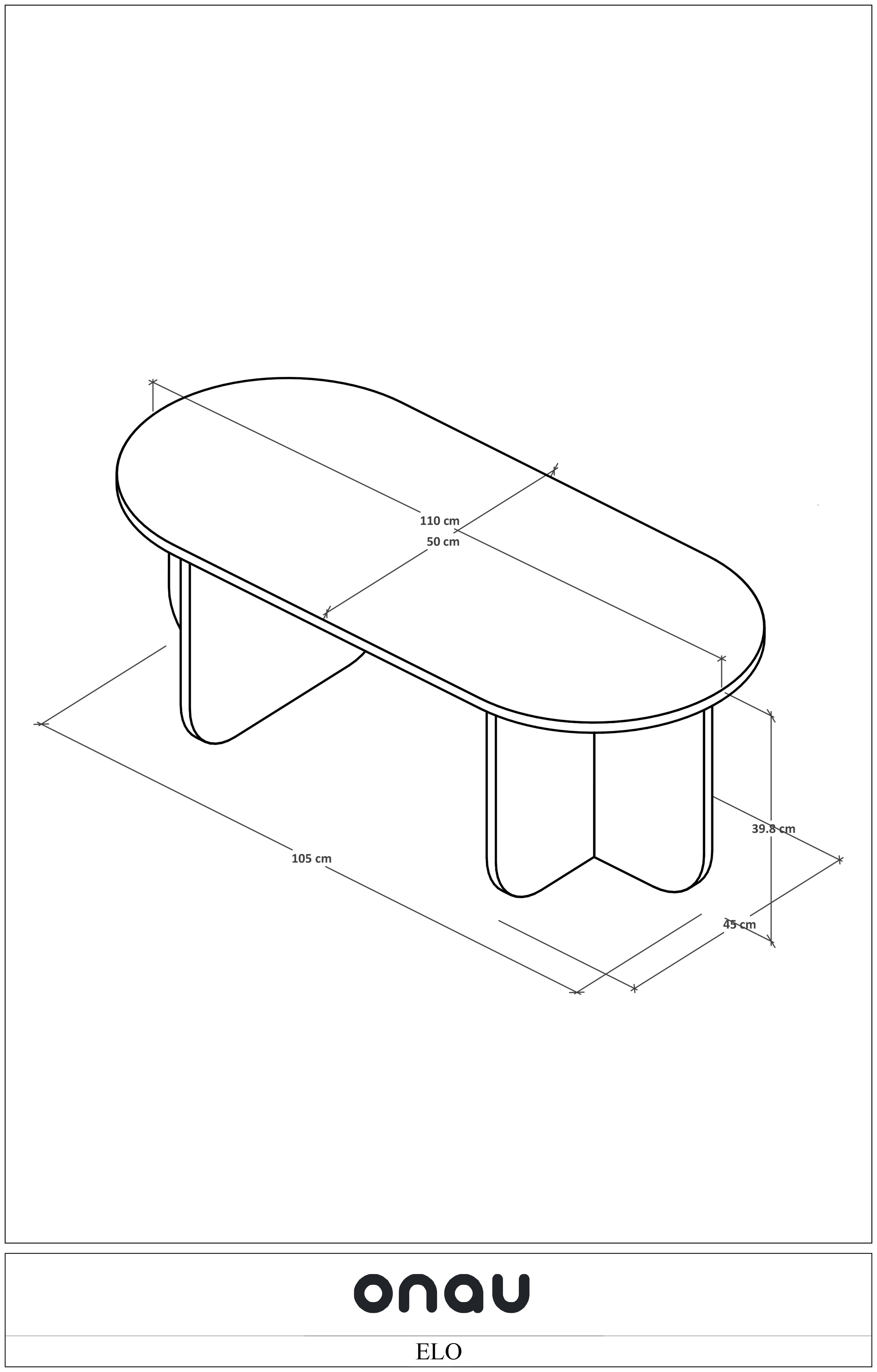 ELO Oval Orta Sehpa, Iskandinav Stil, Bohem, 110x50 cm - Safir Meşe