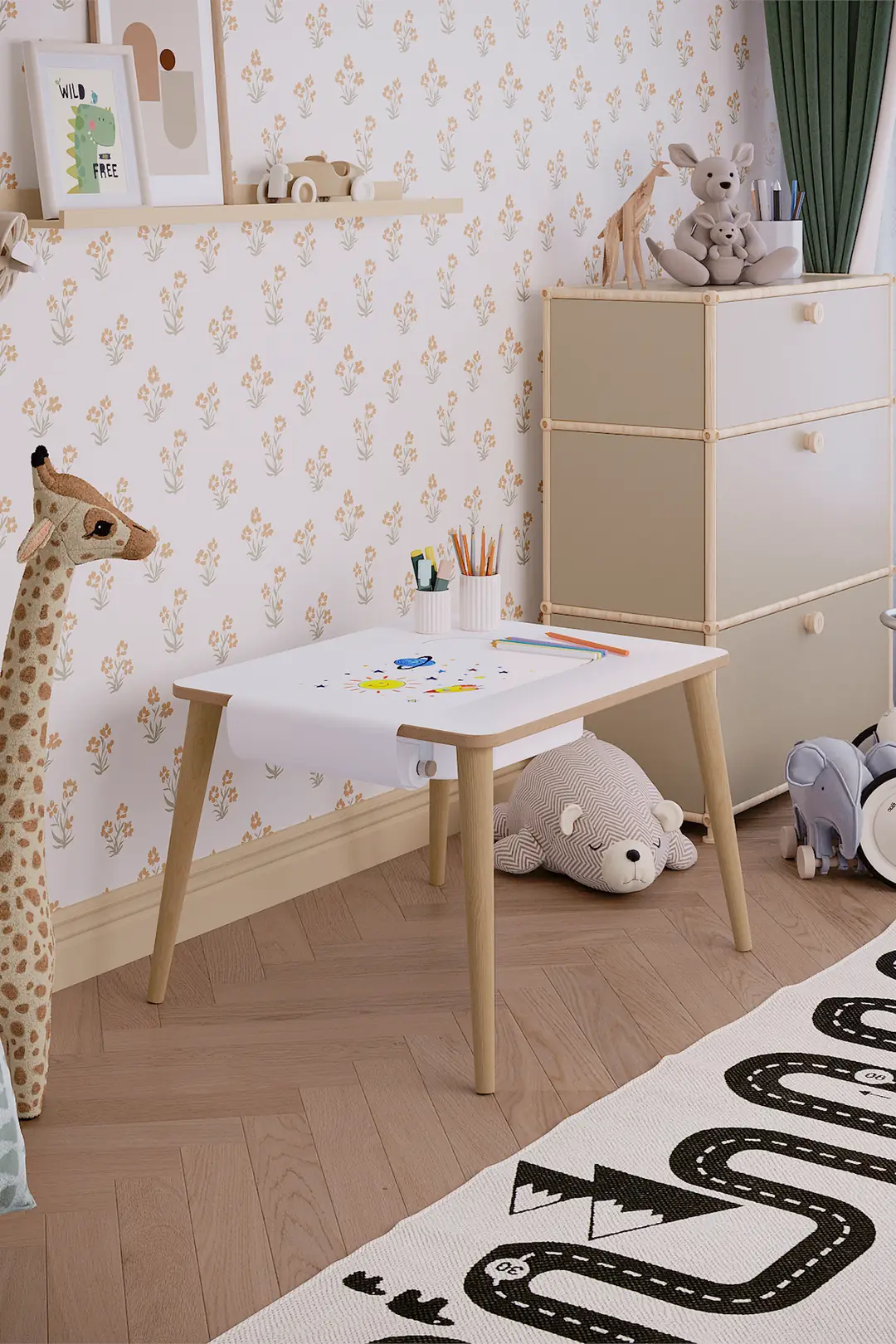 Tek Çekmeceli Aktivite Masası Rulo Resim Kağıtlı - Masa + Rulo Seti — görsel 4