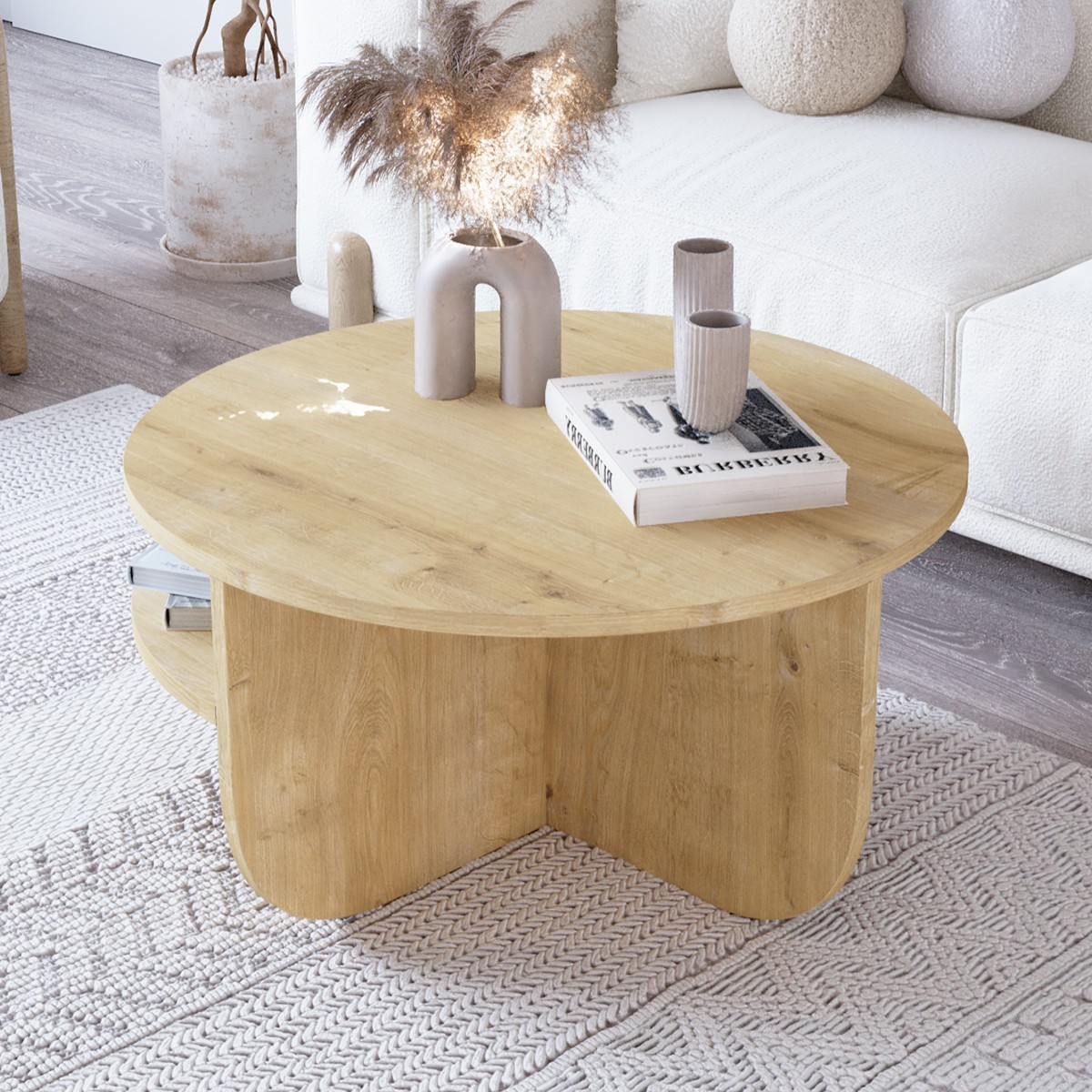 Rubo Orta Sehpa Raflı İskandinav Orta Sehpa 72 cm, Bohem