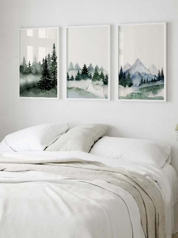 Sisli Orman Temalı 3'lü Çerçeveli Tablo