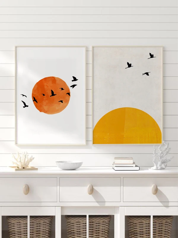 Güneşe Doğru Temalı 2'li Çerçeveli Tablo