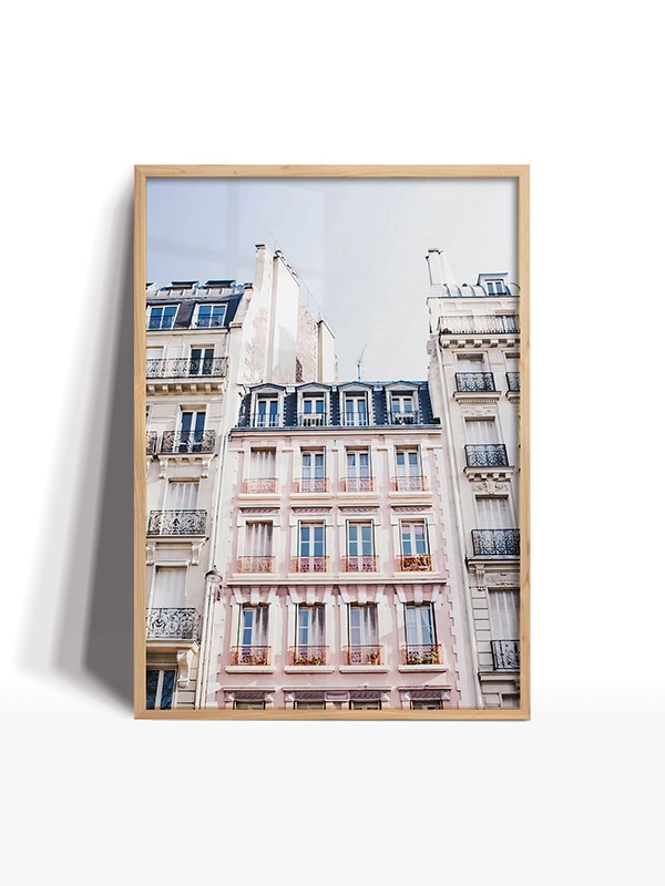 Pembe Paris Temalı Çerçeveli Tablo