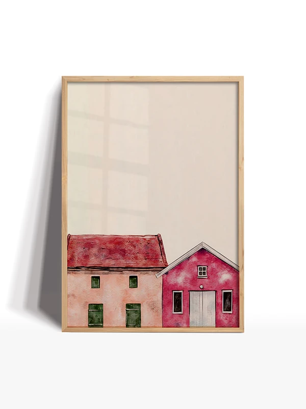 Balıkçının Evi Temalı Çerçeveli Tablo