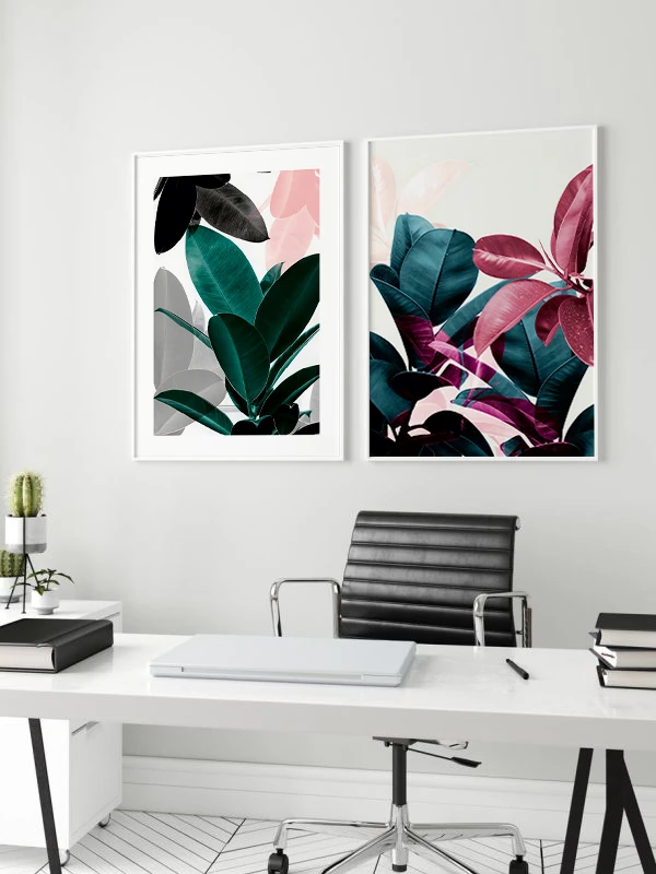 Marjinal Yapraklar Temalı 2'li Çerçeveli Tablo