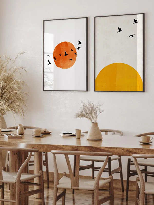Güneşe Doğru Temalı 2'li Çerçeveli Tablo