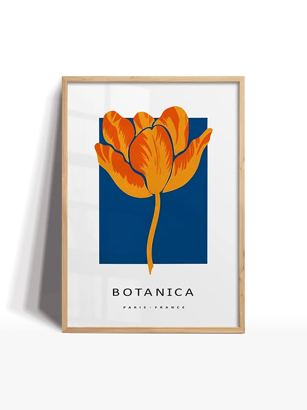 Turuncu Lale Temalı Çerçeveli Tablo