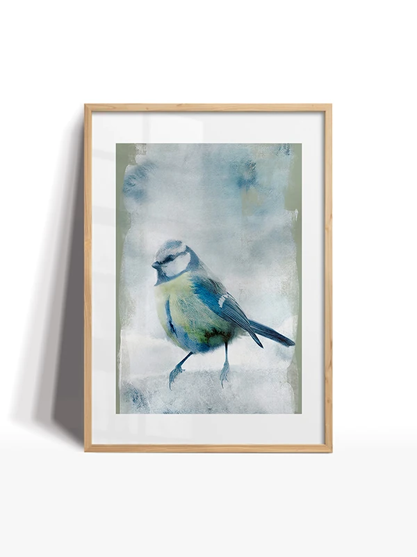 Mavi Bahçe Kuşu Temalı Çerçeveli Tablo