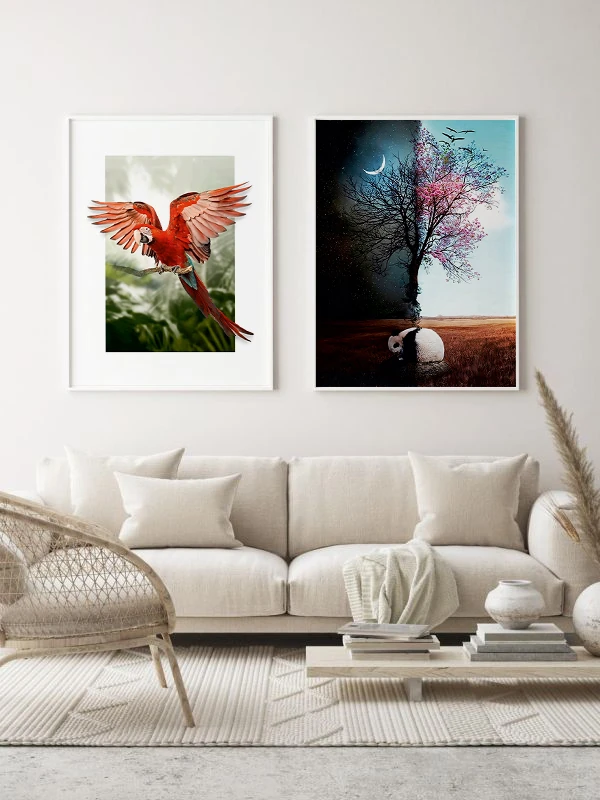 Hayvanların Aurası Temalı 2'li Çerçeveli Tablo