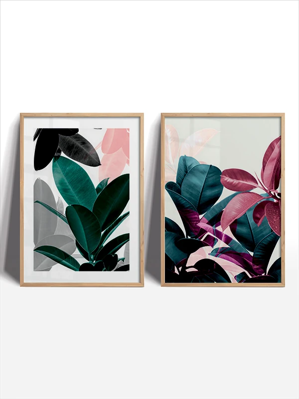 Marjinal Yapraklar Temalı 2'li Çerçeveli Tablo