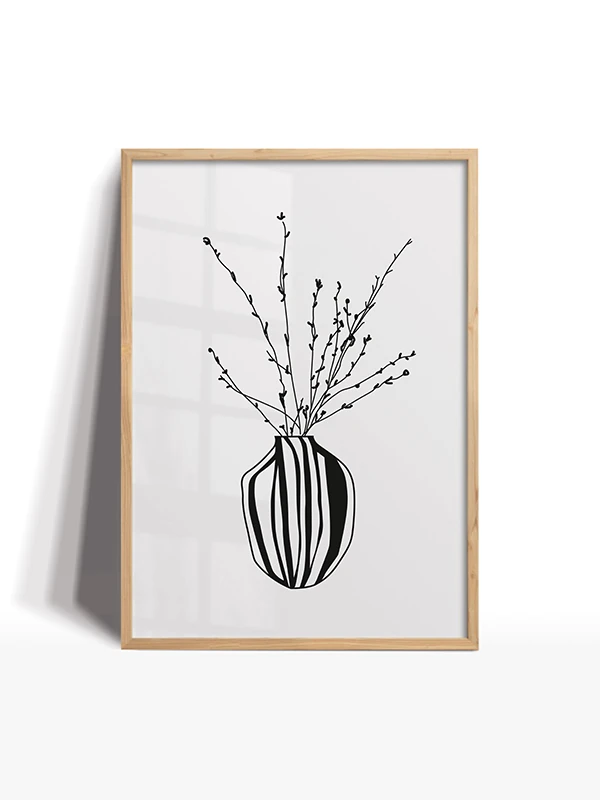 Çizgili Vazo Temalı Çerçeveli Tablo