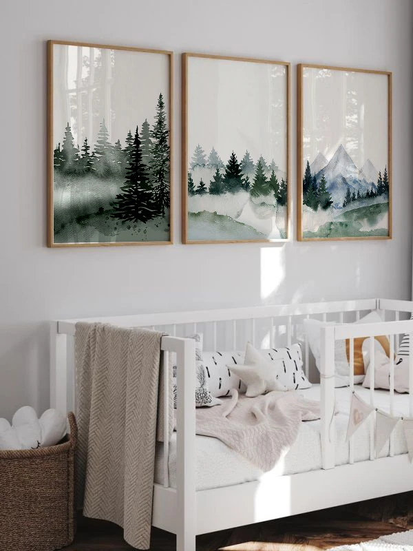 Sisli Orman Temalı 3'lü Çerçeveli Tablo