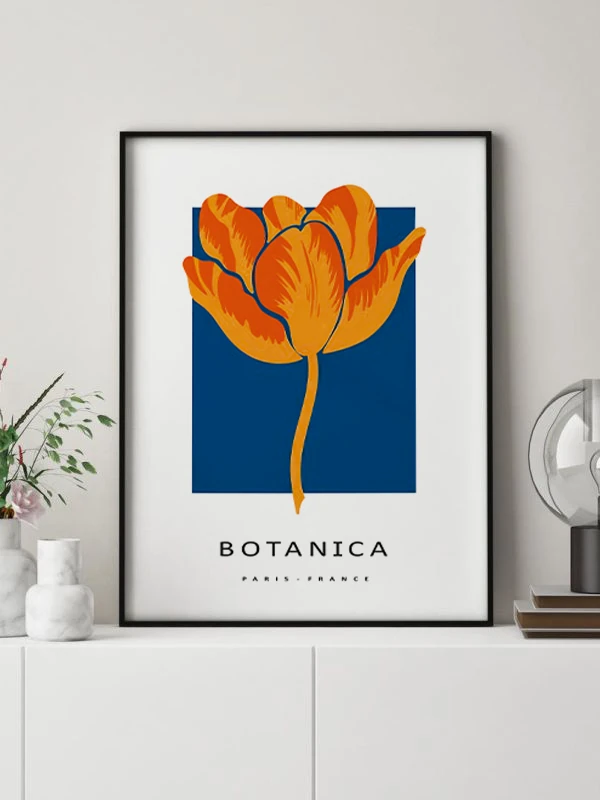 Turuncu Lale Temalı Çerçeveli Tablo