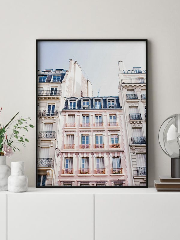 Pembe Paris Temalı Çerçeveli Tablo