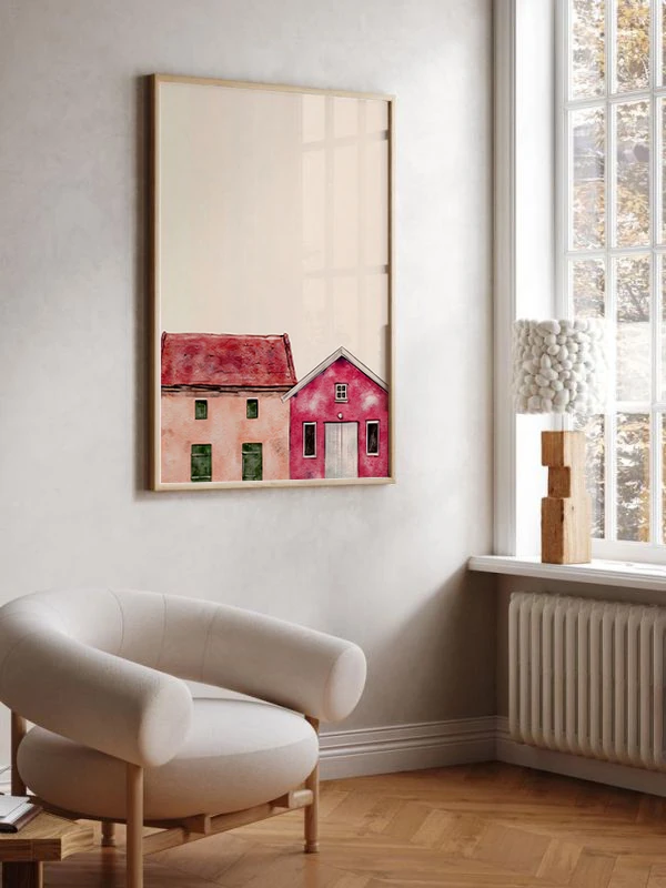 Balıkçının Evi Temalı Çerçeveli Tablo