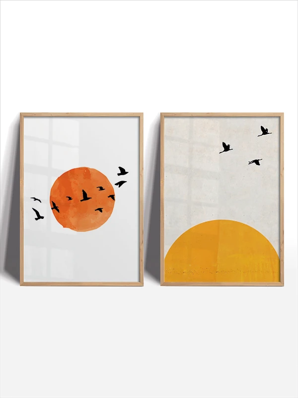 Güneşe Doğru Temalı 2'li Çerçeveli Tablo