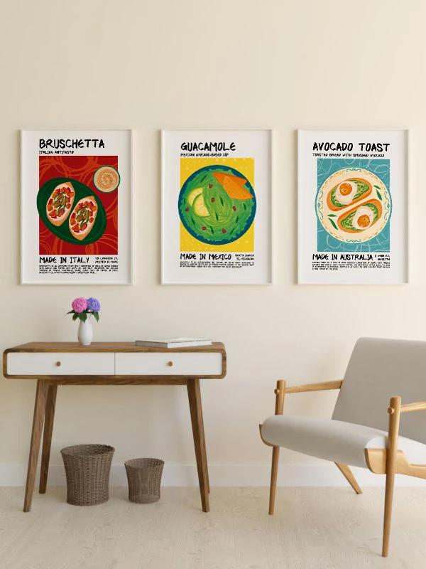 Damak Tadı Temalı 3'lü Çerçeveli Tablo