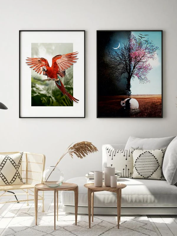 Hayvanların Aurası Temalı 2'li Çerçeveli Tablo