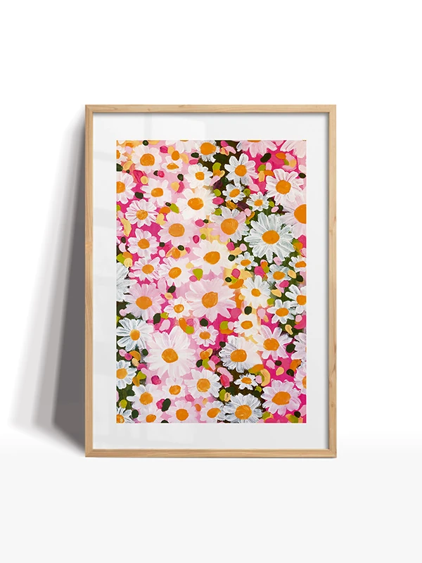 Papatya Bahçesi Temalı Çerçeveli Tablo