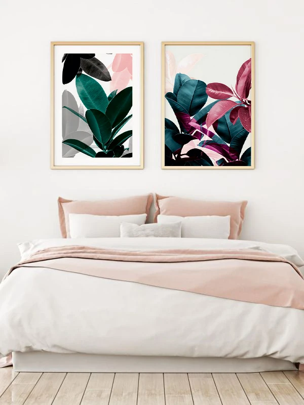 Marjinal Yapraklar Temalı 2'li Çerçeveli Tablo